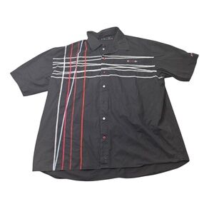 COOGI | Button Down Shirt 4XL Black Red Striped Vintage Throwback Plus Size